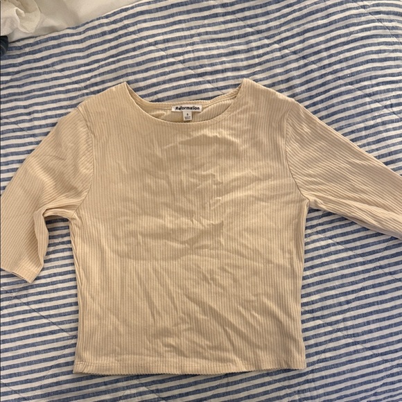Reformation Beige Ribbed Top - Picture 1 of 2